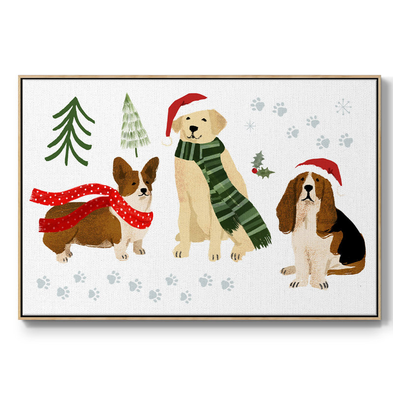 " Holidogs Collection A ", Natural Wood, 25" H x 37" W x 2" D