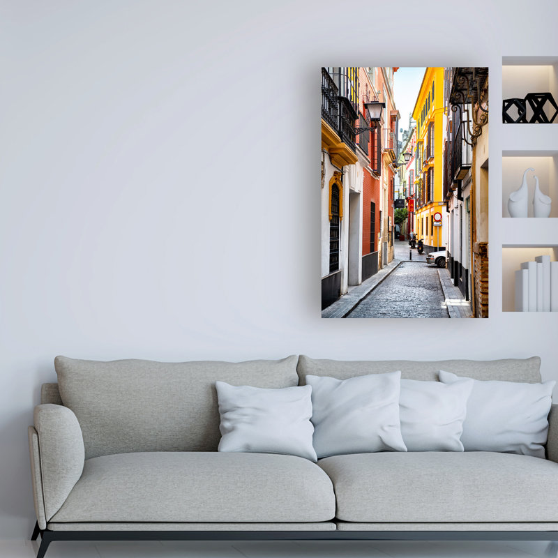 Fabriqué en Espagne, rue colorée de Séville par Philippe Hugonnard, reproduction de photo sur toile tendue