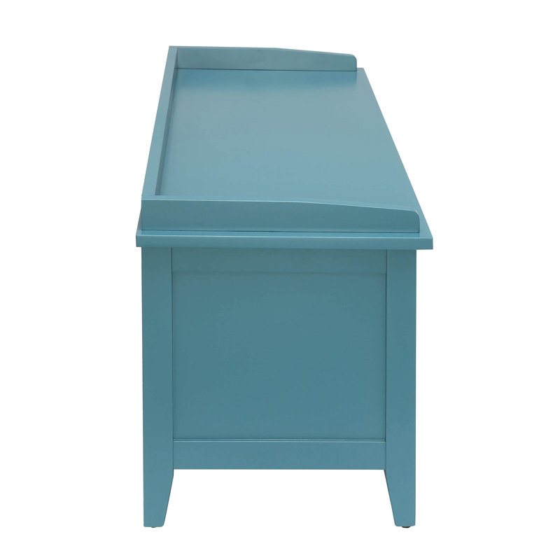 Banc de rangement bleu sarcelle pour l'espace de la chambre à coucher - 3 tiroirs, bois composite avec décor et tiroirs