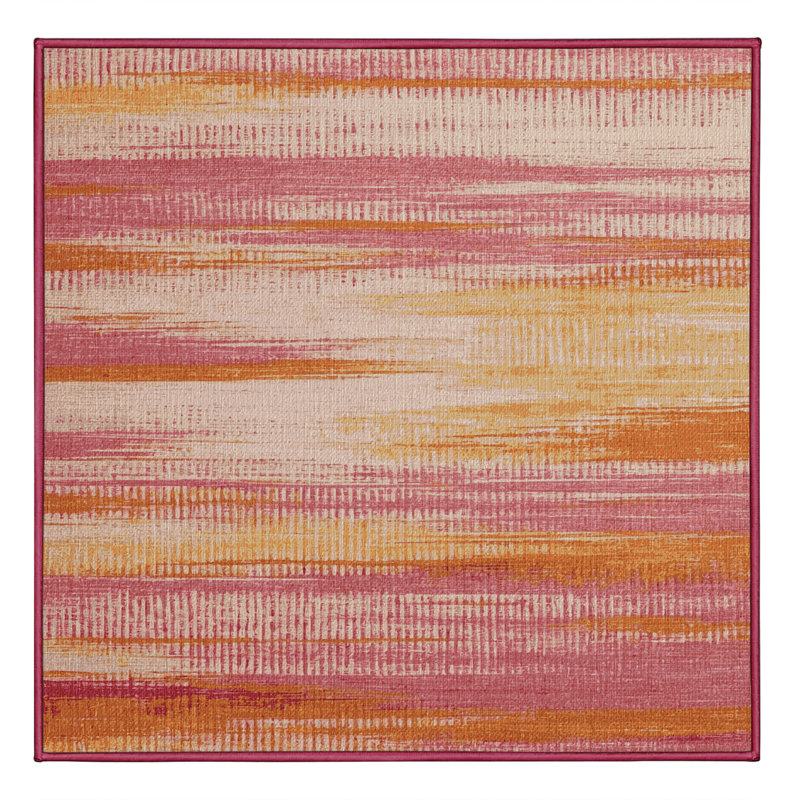 Washable Coastal Morning Coastal Area Rug, Square 4'