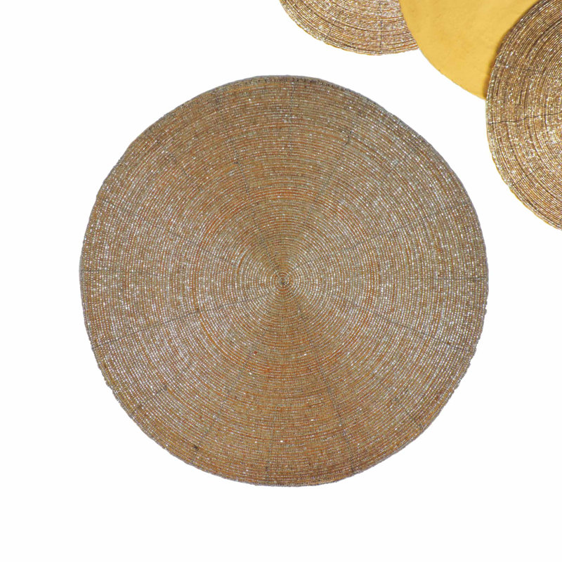 Glass Beads Embroidered Round Placemat