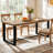 70.9" Solid Wood Dining Table, Farmhouse Kitchen Table 6-8 People With Heavy-duty Metal Legs