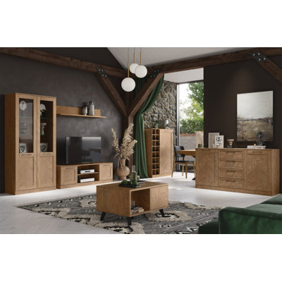 Stina Manufactured + Solid Oak Wood 2-Door 4-Drawer Sideboard