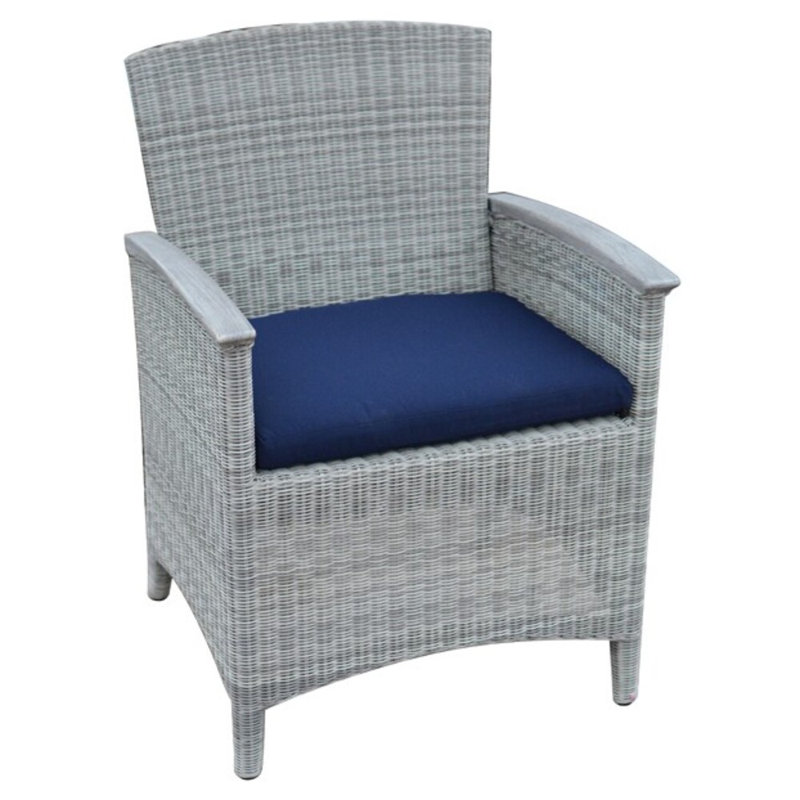 Bella Wicker Outdoor Dining Armchair, Cast Charcoal, Brown