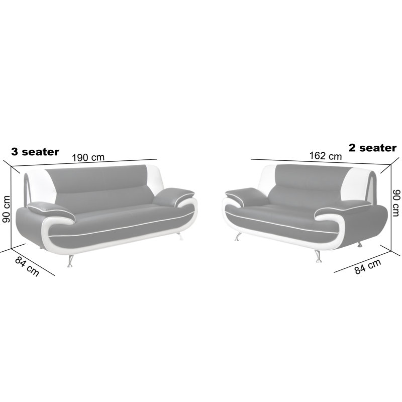 Hartle 2 - Piece Faux Leather Living Room Set, Grey/White