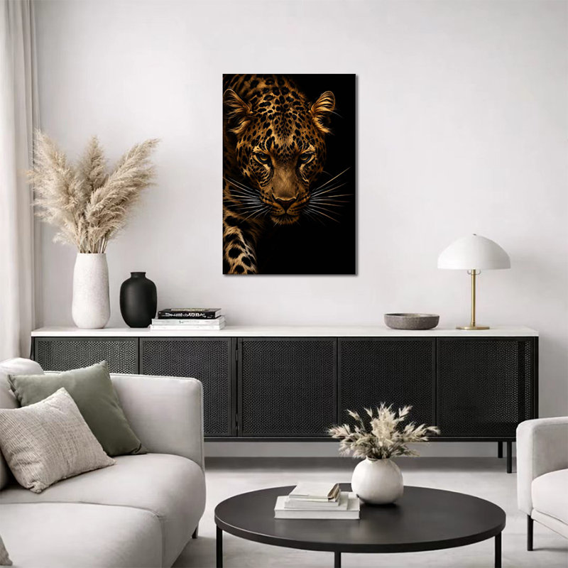 Portrait d'un léopard noir audacieux sur toile, 24 * 36 pouces (60 * 90 * 2cm)