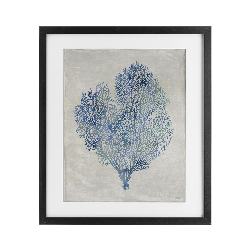 Corail, algues, Cadre noir minuit, H 16 po x l 13 po