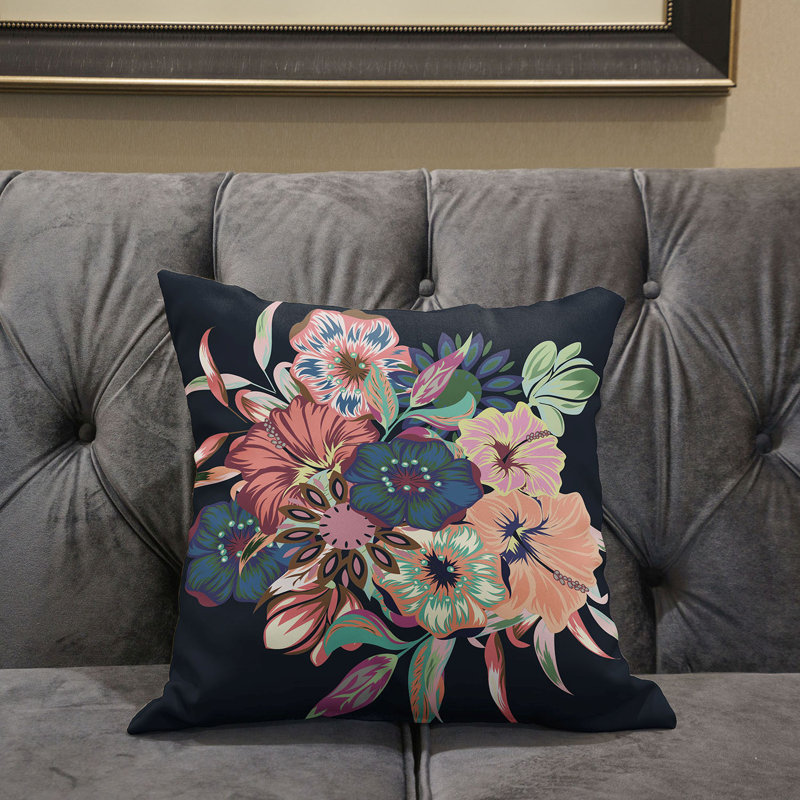 Housse et insert de coussin décoratif en polyester , 18 po x 18 po, Pêche / vert