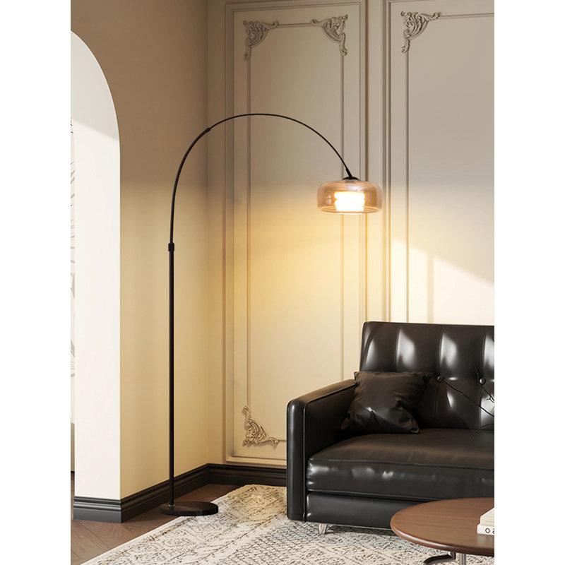 Italian Minimalist Glass and Wrought Iron Floor Lamp, Brown