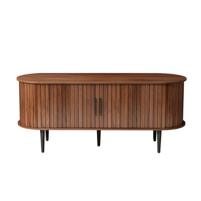 TV Stand, 47" Modern TV Console Table With Storage Compartment And Sliding Door, Gaming Entertainment Center With Cabinet For Living Room, Bedroom, Office (Walnut)