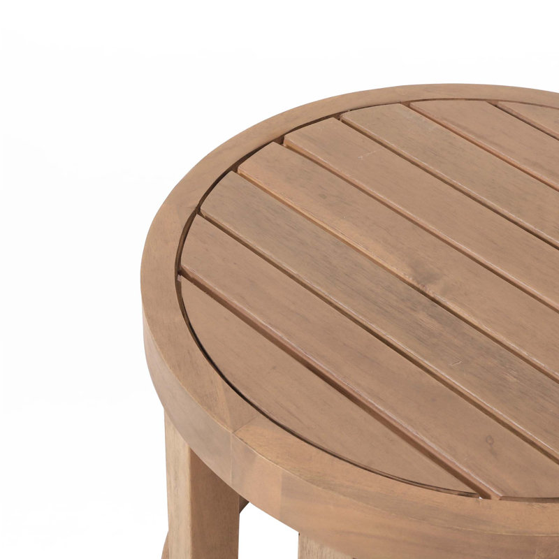 Table d'appoint d'extérieur en bois d'acacia, table d'appoint de 18 po pour patio, piscine et porche