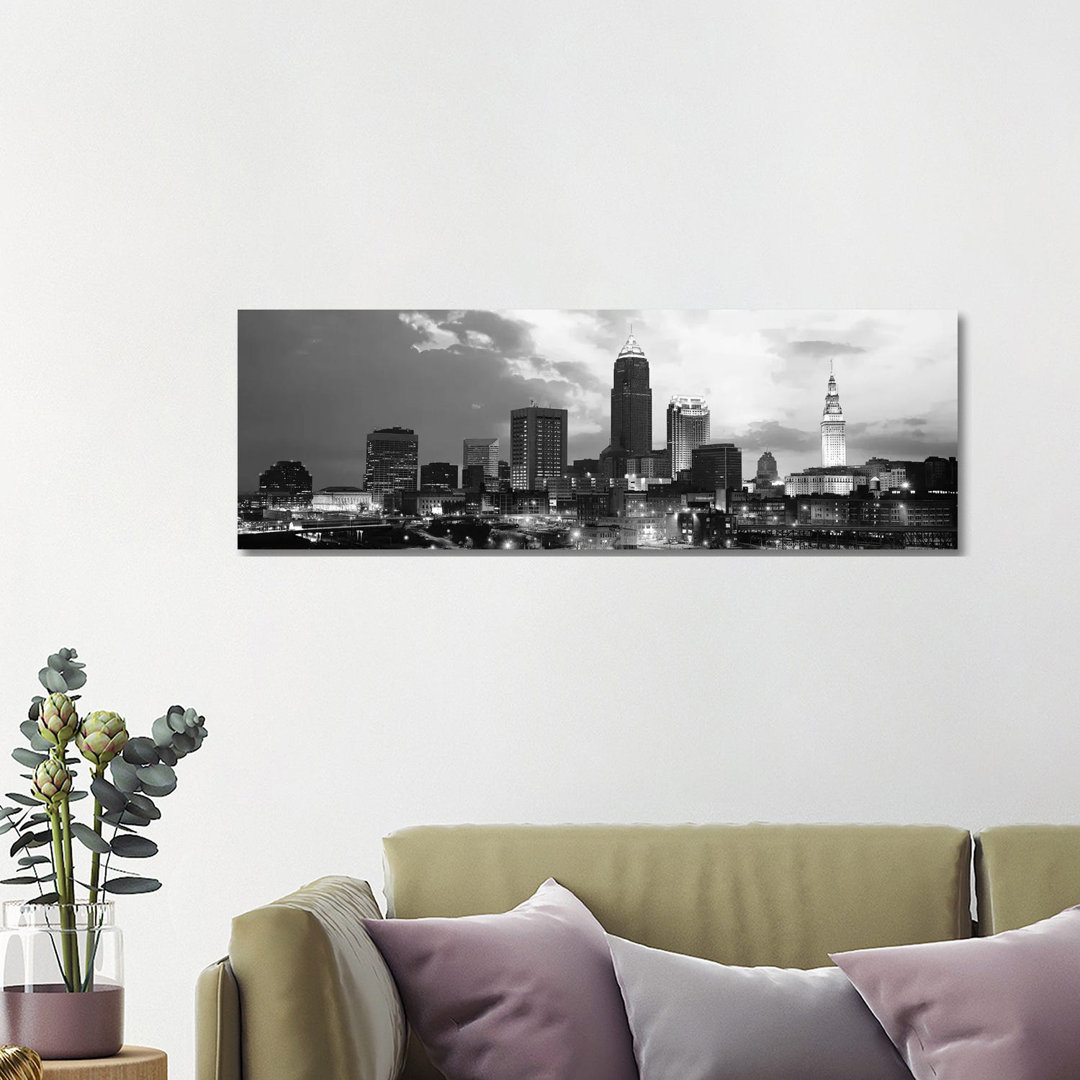 Cleveland Skyline Cityscape - Wrapped Canvas Panoramic Print
