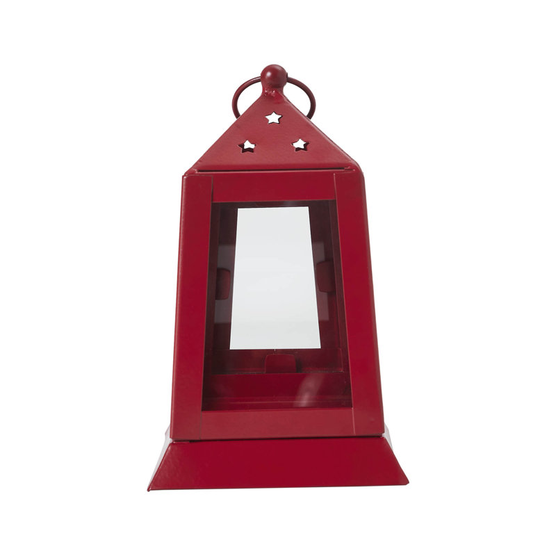 Photophore en métal Festive Finds, H 7 po x l 4,5 po x P 4,5 po, Rouge