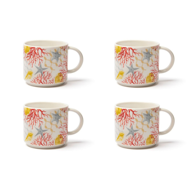 Excelsa set of 4 tea cups Coral porcelain 29 cl