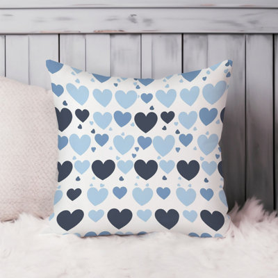 Blue Hearts Pattern Pillow Cover
