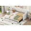 Lit de jour simple rembourré très grand avec deux tiroirs, beige
