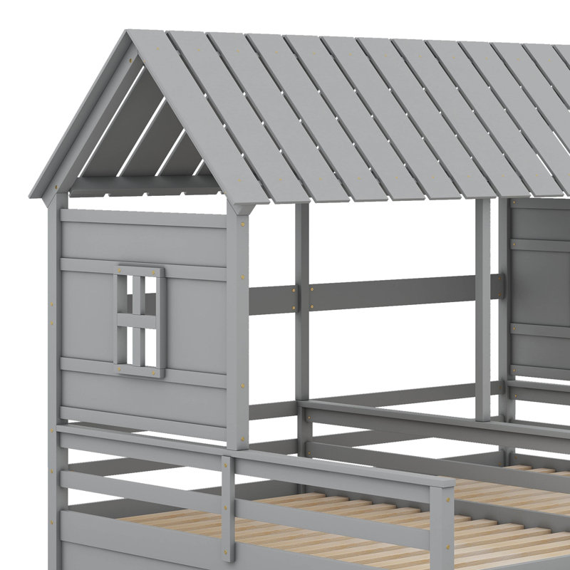Lits plateforme simple avec deux tiroirs, Gris