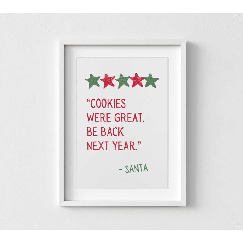 Père Noël, art mural «Cozy Were Great», impression des Fêtes, H 36 po x l 48 po, Blanc, Blanc