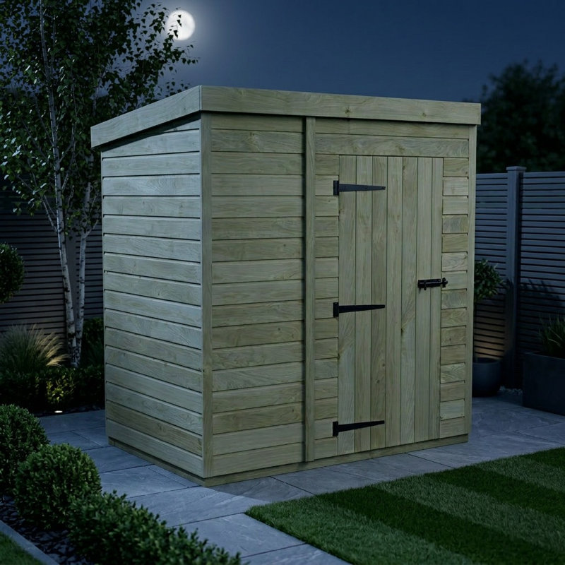 Total Sheds 7ft x 4ft Pent Garden Shed - Single Door - No Windows - Pressure Treated Timber - UK Manufactured