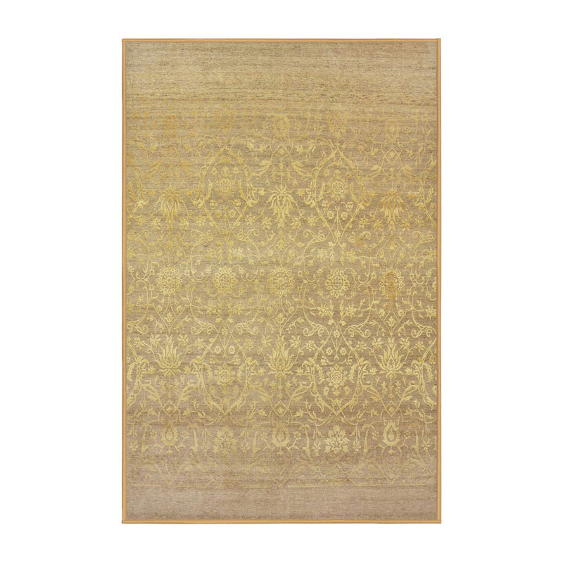 Tapis jaune floral, Rectangle 3 pi x 5 pi