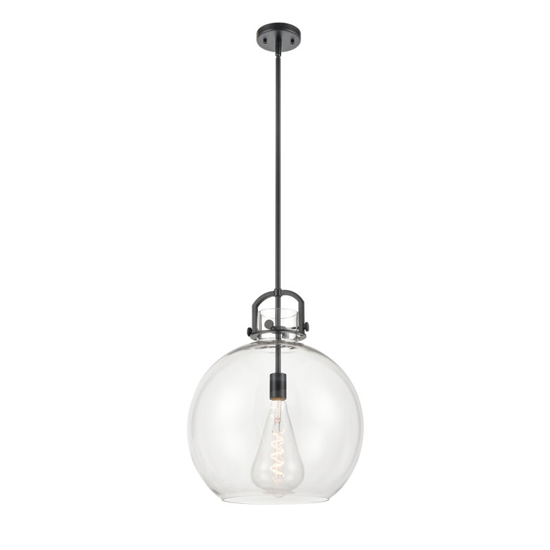 Luminaire suspendu sphère 1 lumière Borgen, Noir mat, H 52,5 po x l 16 po x P 16 po, Ampoule non incluse