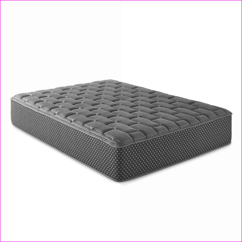 Matelas, très grand matelas hybride matelassé de 13 po avec tissu anti-mèche | Mousse + ressort | Gris anthracite
