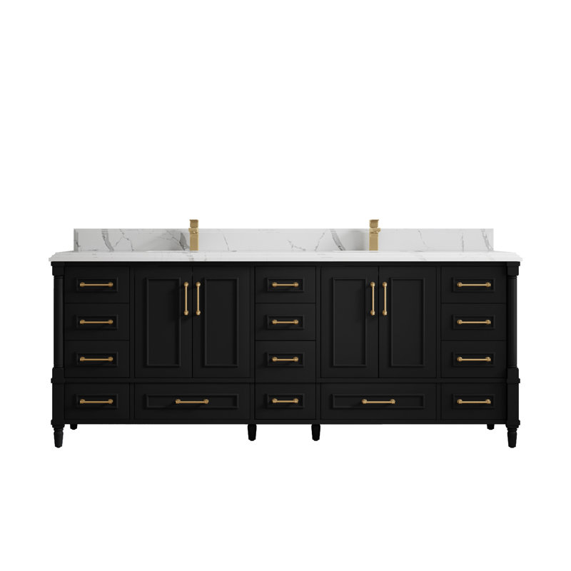 Aberdeen Bathroom Vanity, Calacatta Laza, Black