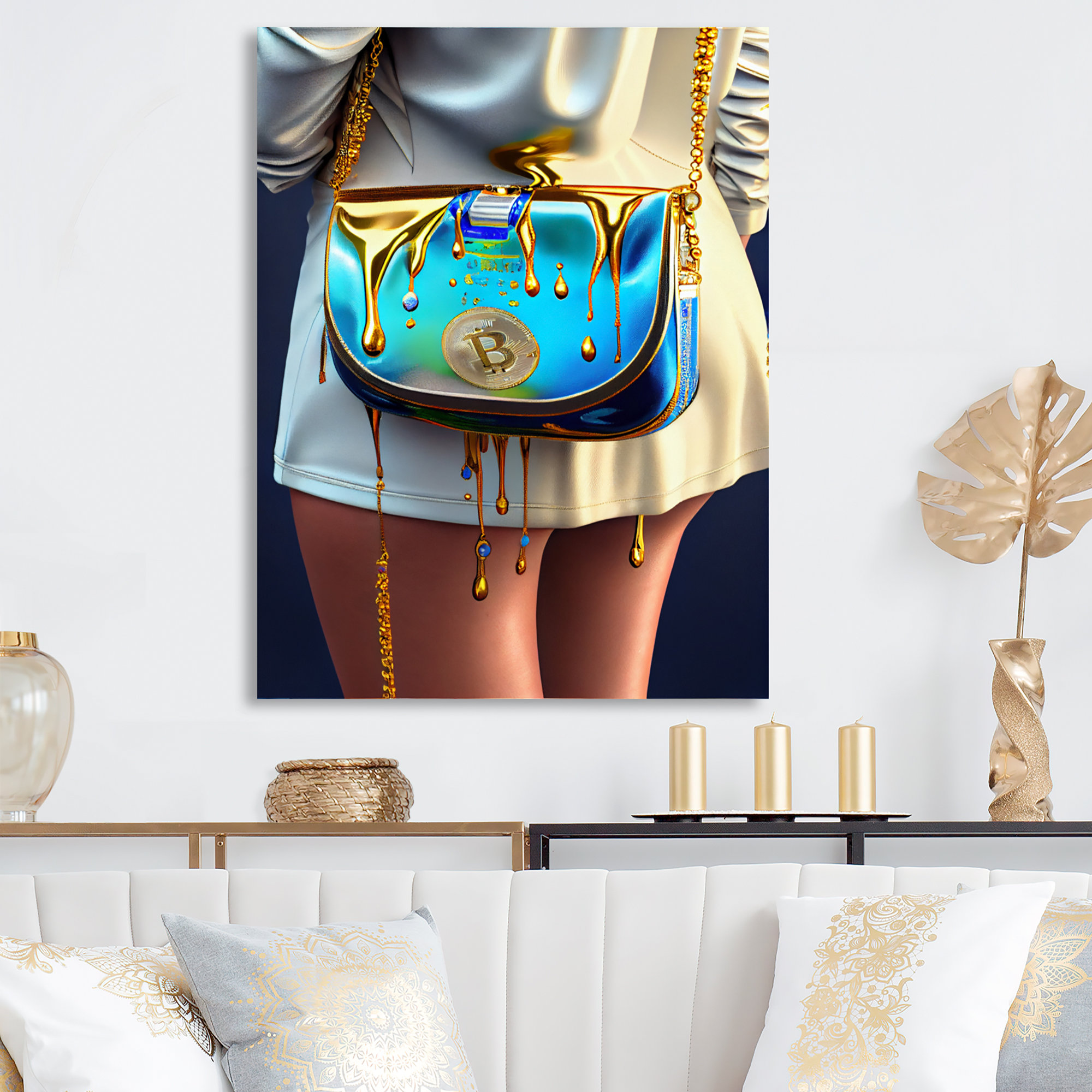 Design Art Fashion Girl Going out Tonight with Bitcoin I - Print on Canvas  | Wayfair