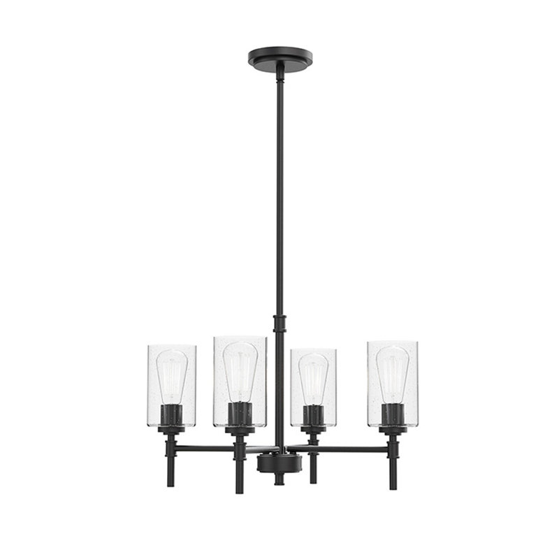 Wexton 4-Light 20.5” Wide Chandelier, Matte Black, Clear Bubble