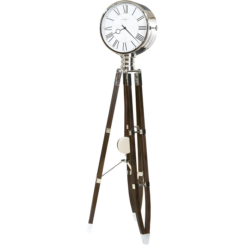 Floor Clock Ii - Retro Hollywood-Inspired Tripod Design With Quartz Triple-Chime Movement And Polished Chrome Accents