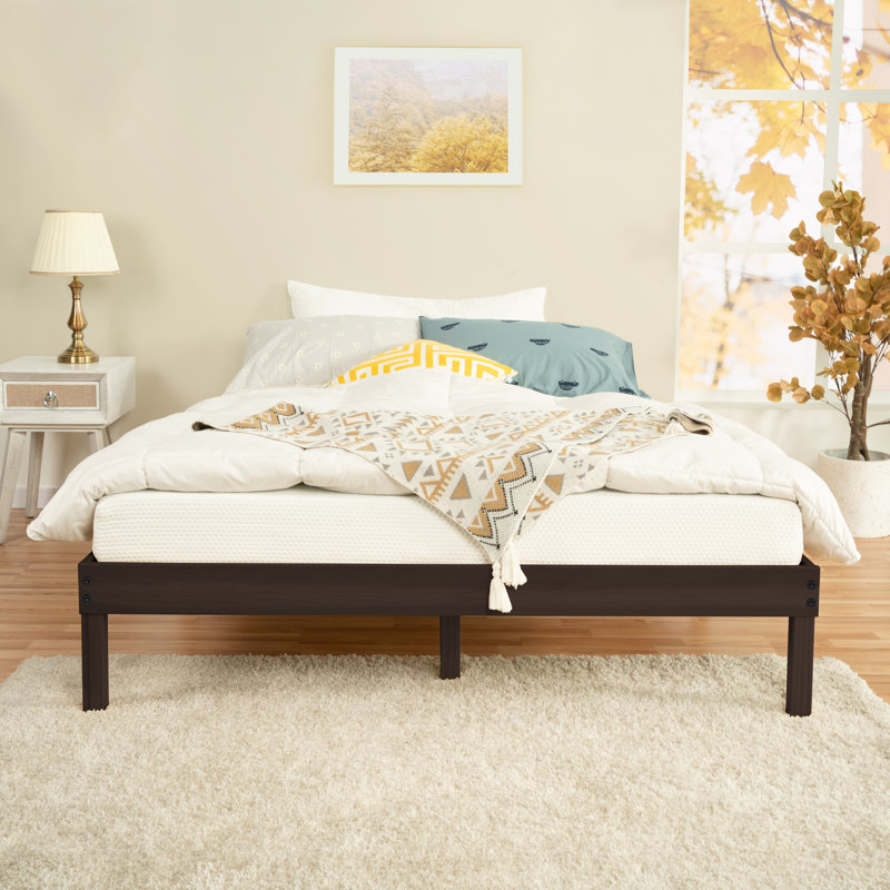 Eimuntas 14 inch Solid Wood Platform Bed, No Squeak Bed Frame, No Box Spring Needed, Sturdy Bed Frame, Full / Double
