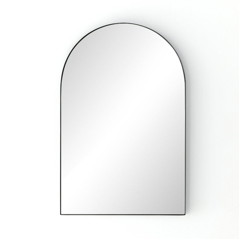 Georgina Flat Metal Wall Mirror, 32" x 21", Matte Black