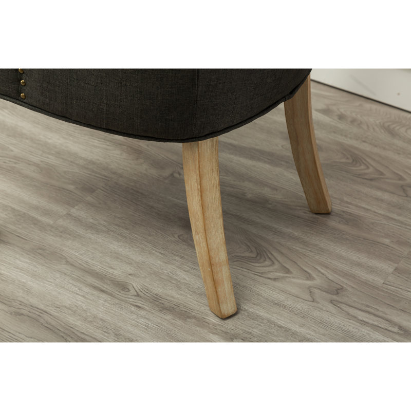 De 2 chaises à oreilles grises en bois massif à la mode avec têtes de clous (2)