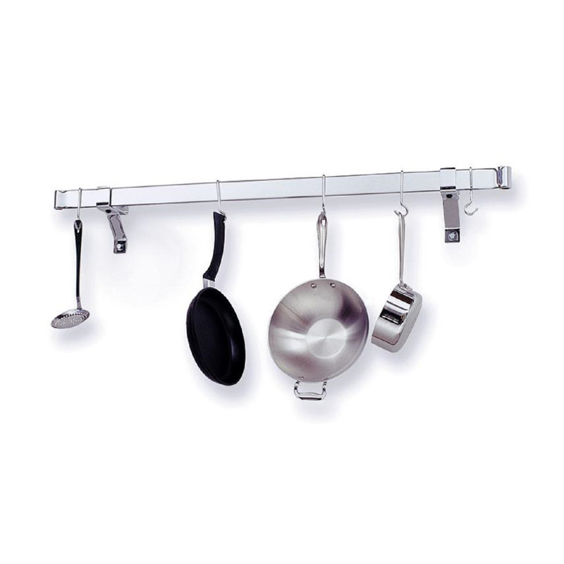 Premier Handcrafted Wall Mounted Pot Rack, 2" H x 36" W x 25" D, Stainless Steel