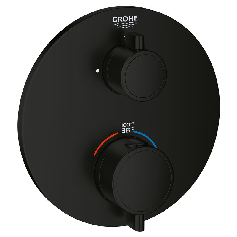 Ensemble de garniture de robinet thermostatique de douche à 2 poignées à deux fonctions GROHE Grohtherm, Noir mat