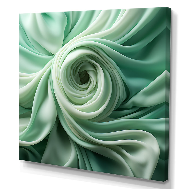 «Green Soft Fractal Spirals I», art mural spirales abstraites, Toile tendue, H 36 po x l 36 po x P 1,5 po