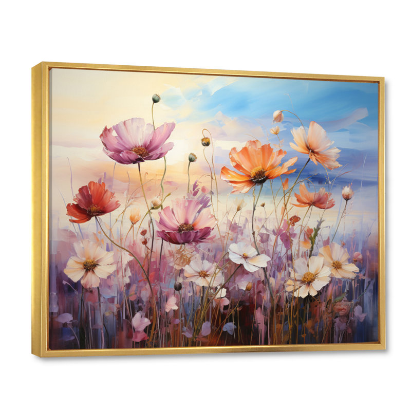 Wildflowers Enchanted Field, reproduction d'art sur toile, Cadre flottant doré, H 16 po x l 32 po x P 1 po