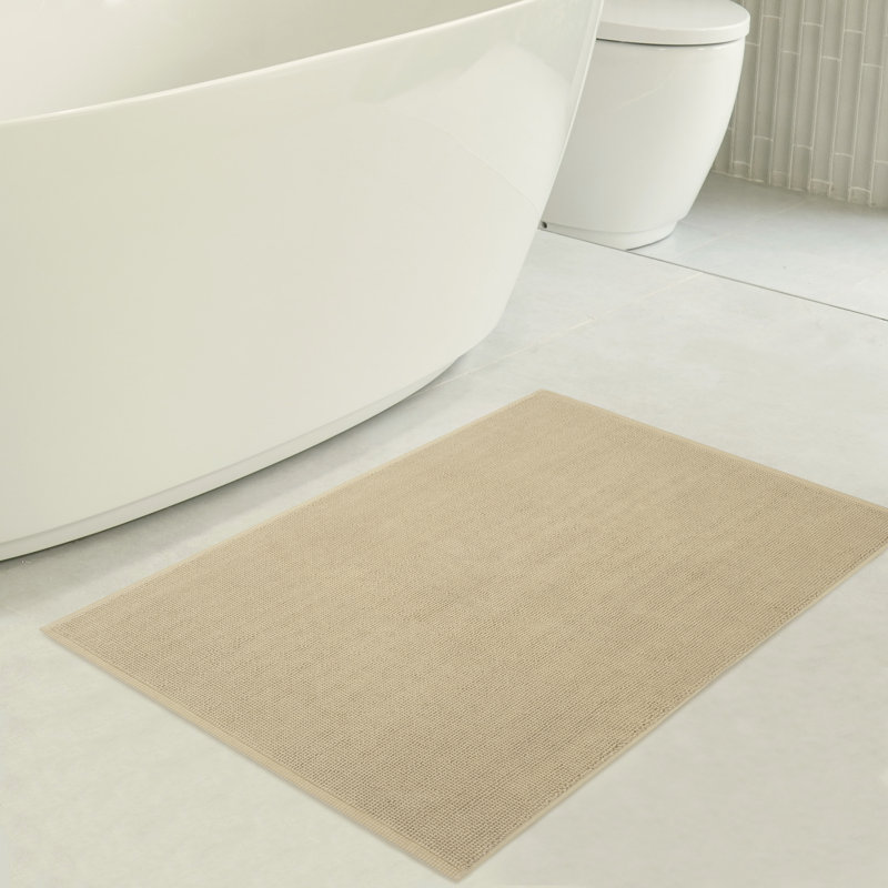Chemung 100% Cotton Non-Slip Bath Rug, 24" L x 17" W, Beige