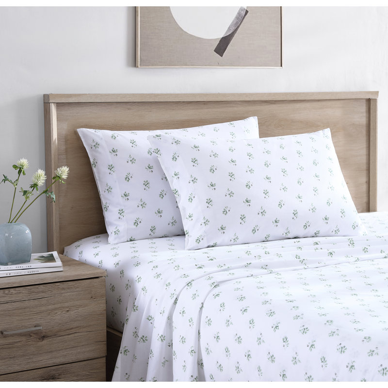 Middlebrook  200 Thread Count Floral 100% Cotton Percale Sheet Set, Twin Sheet Set + Fitted Sheet + 1 Pillowcase