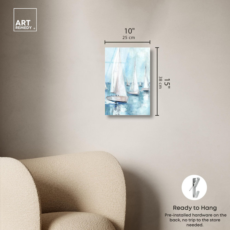 «Boat on a Lake Coastal Bathroom», reproduction d'art par Art Remedy, H 15 po x l 10 po