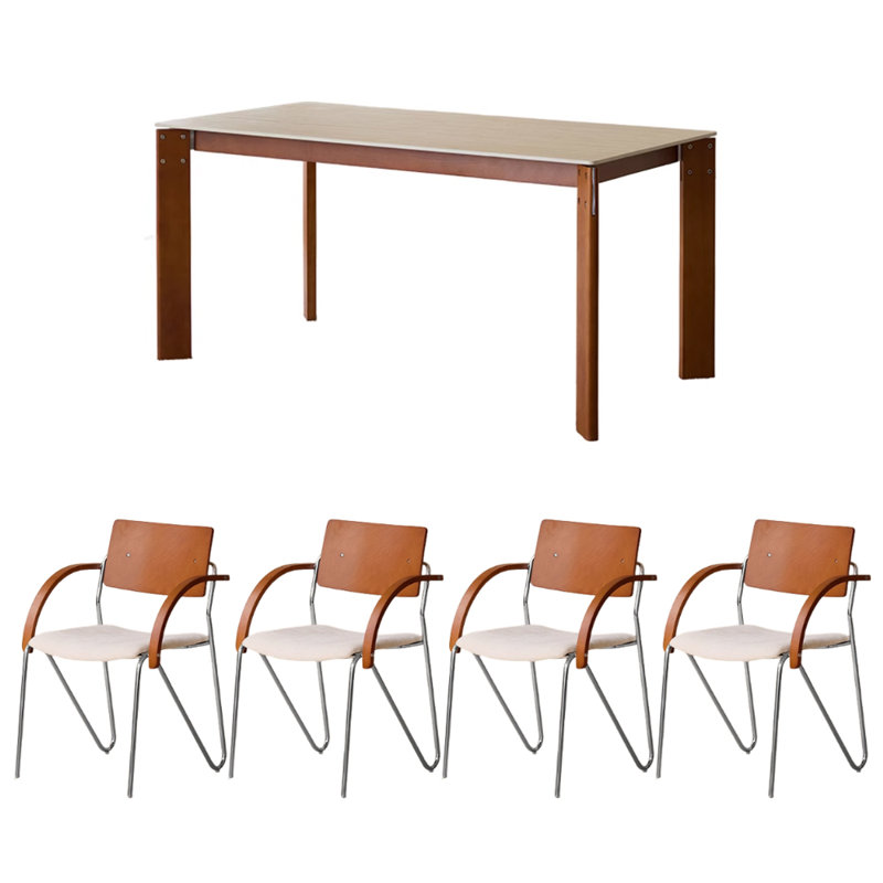 Exquisite Durable Rock Slab Dining Table Set, 29.52” H x 55.11” W x 31.49” D