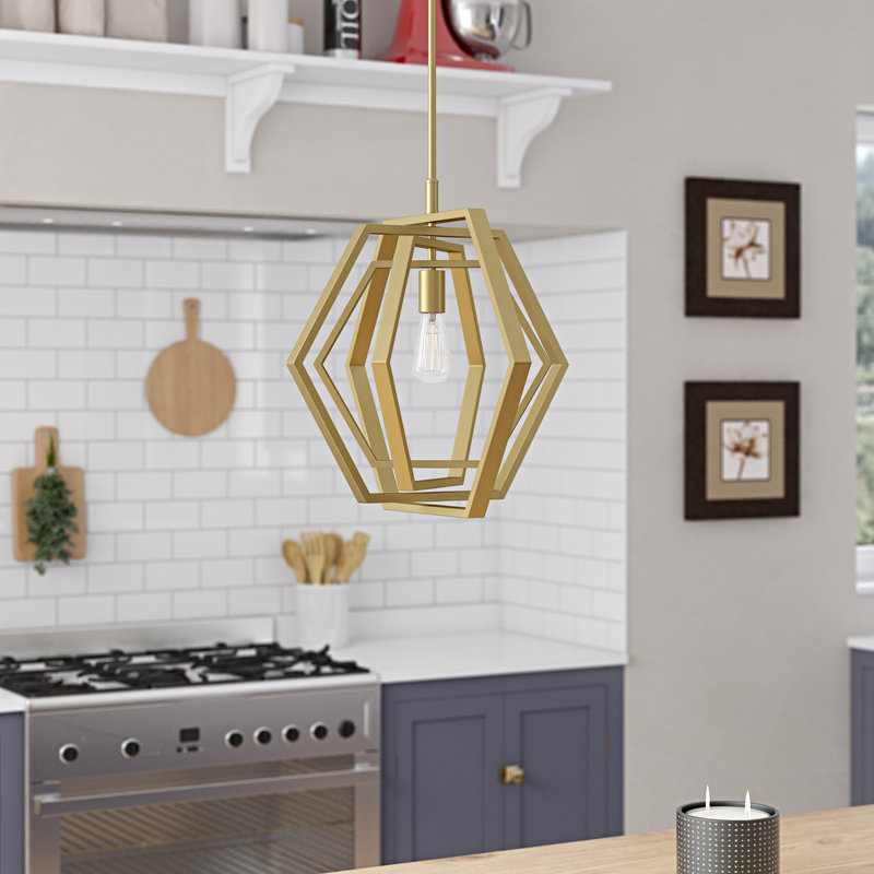 Luminaire suspendu géométrique à 1 lumière Ashton, Laiton champagne