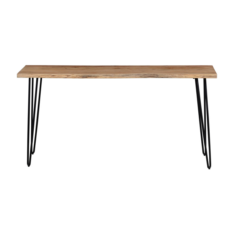 Gordonsville Acacia Solid Wood Top Metal Base Dining Table, Natural
