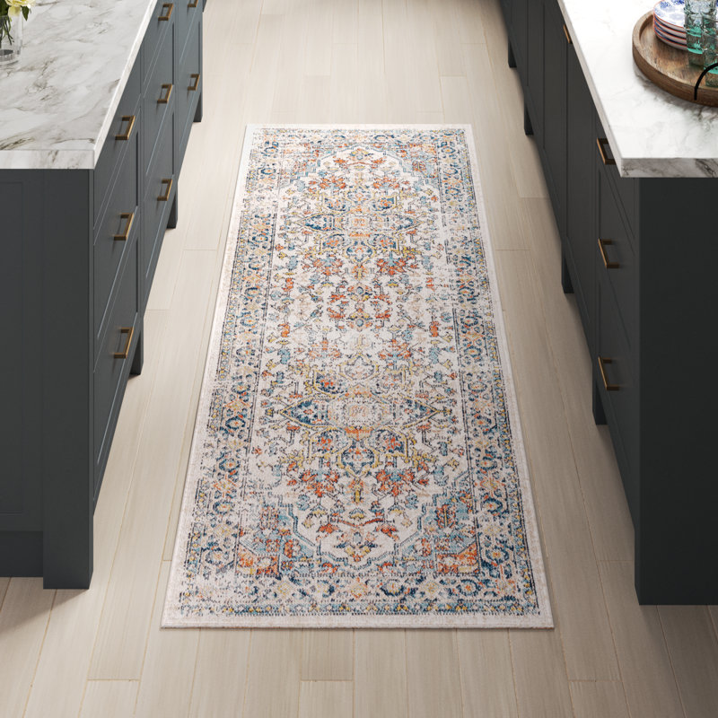 Tapis intérieur / extérieur en polyester tissé à la machine Diogo, Tapis de couloir 2 pi 7 po x 7 pi 3 po