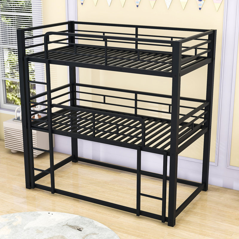 Weinberger Kids Twin Over Twin Over Twin Bunk Bed, Black