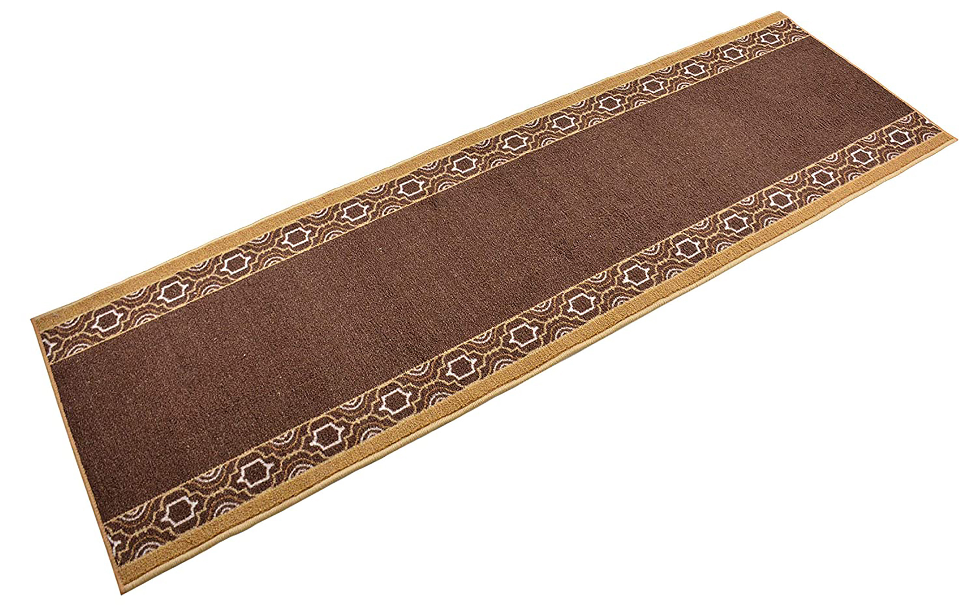 Custom Size Brown Beige Runner Rug Geometric Volley Dessign Cut to