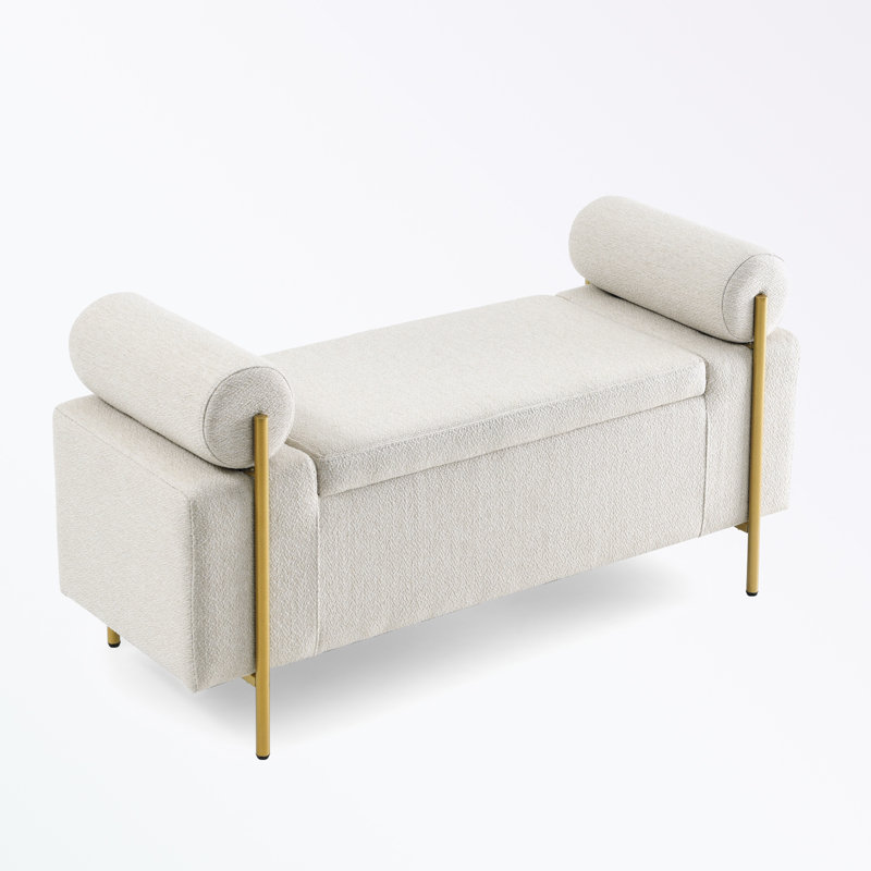 Ailsa Velvet Upholstered Storage Bench, Beige