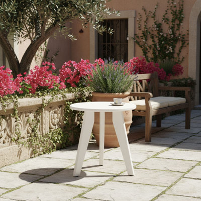 Petite table d'appoint ronde d'extérieur résistante aux intempéries pour patio, porche, terrasse, piscine