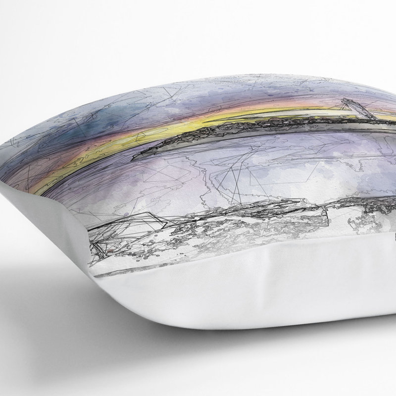 Remote Lighthouse & Seascape Sketch Cushion with Filling, 40cm H x 40cm W x 15cm D, White