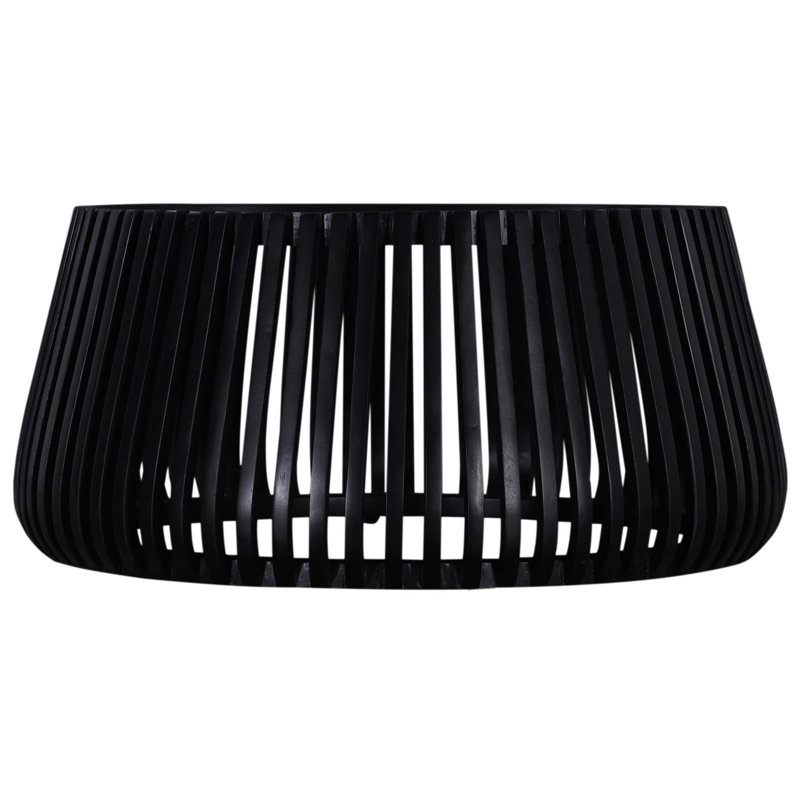 Table basse contemporaine en bois massif de 31 po en forme de tambour, canapé de salon, noir